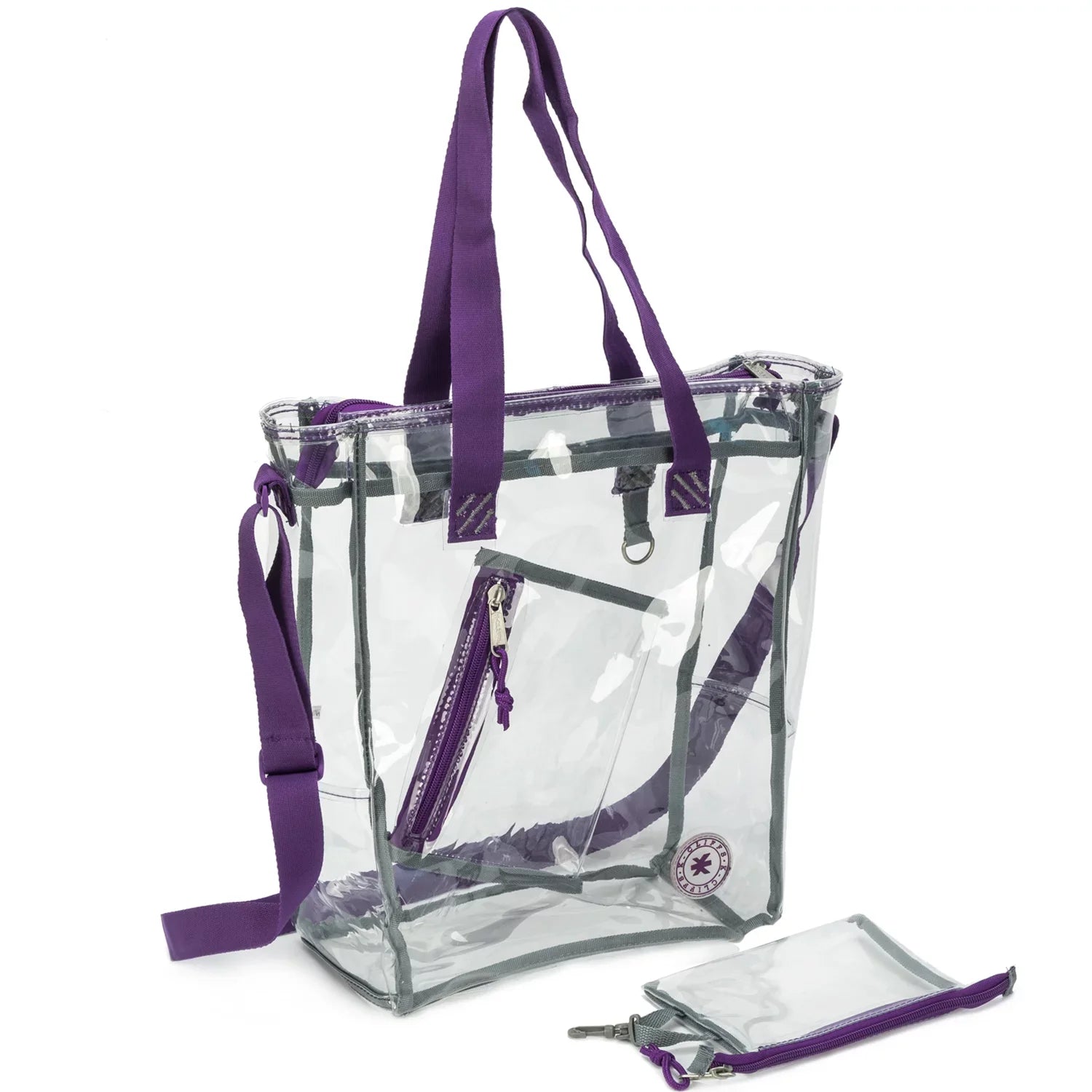 K-Cliffs Heavy Duty Clear Tote Bag , 0.5Mm Vinyl Bag, Purple, Unisex