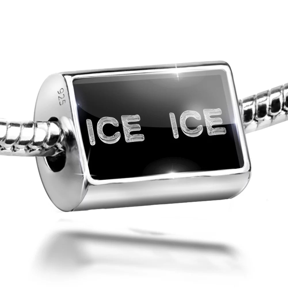 Neonblond Charm Ice Ice Clear Ice Cubes on Black 925 Sterling Silver Bead