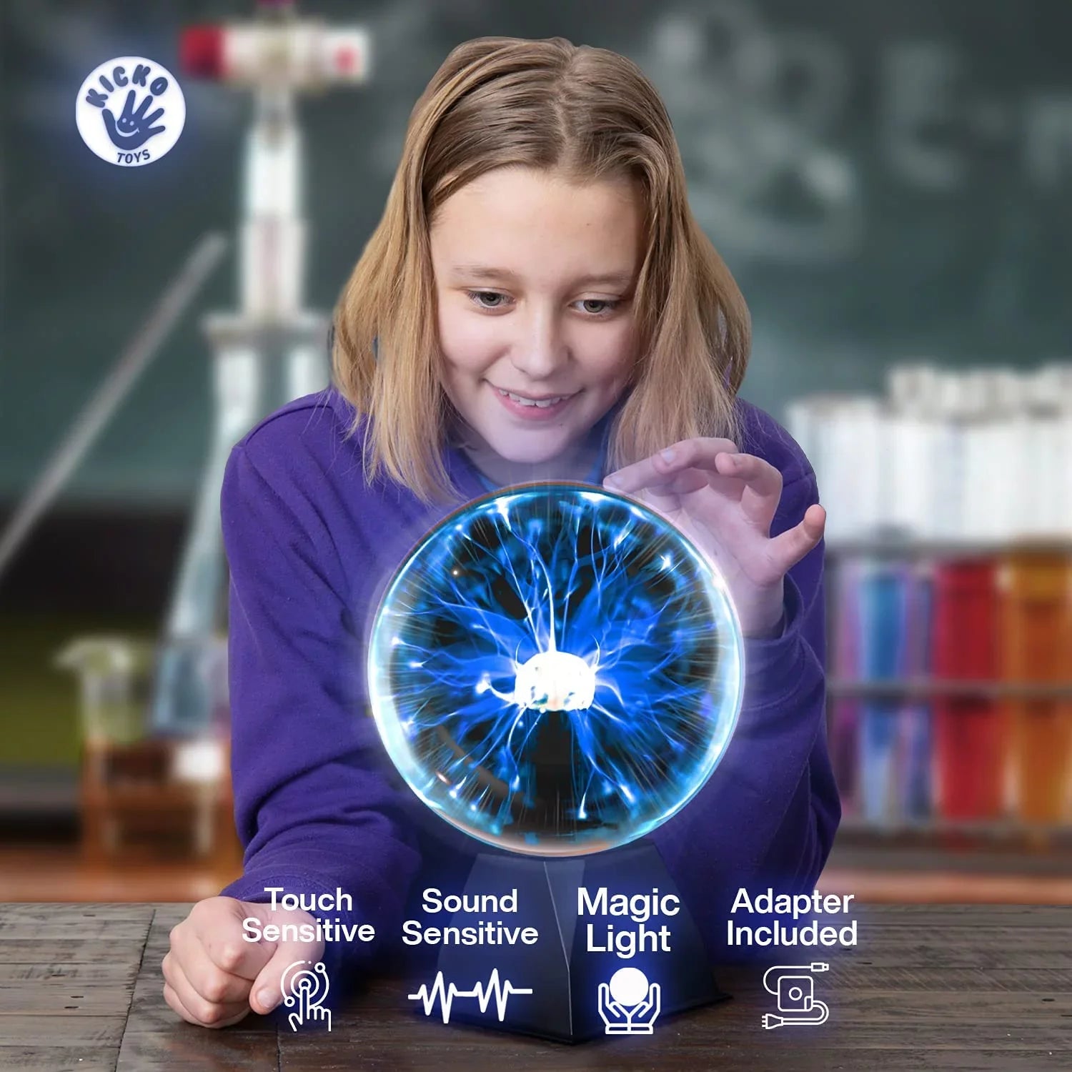 Kicko Blue Plasma Ball - 7 inch - Nebula, Thunder Lightning