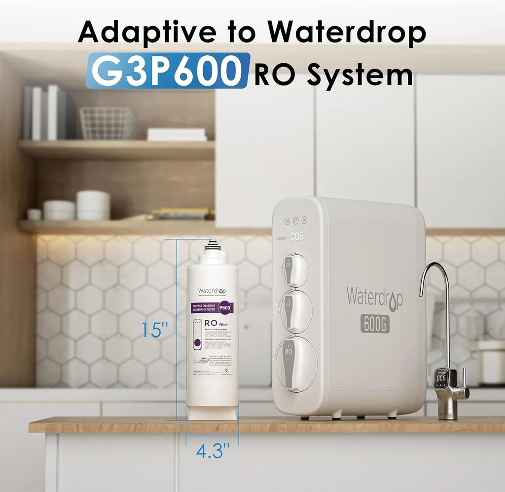 Waterdrop WD-G3P600-RO Filter, NSF Certified, Replacement for WD-G3P600 Reverse Osmosis System, 2-year Lifetime