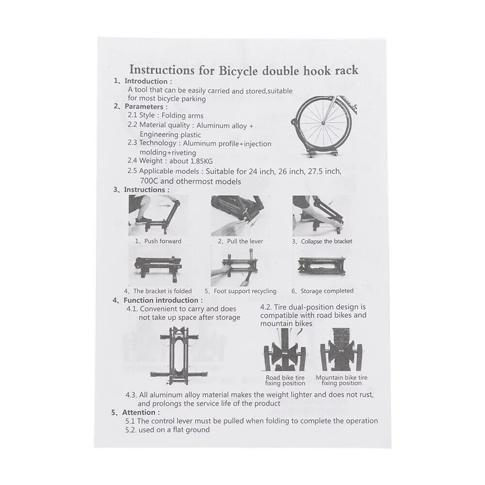 Bike Floor Parking Rack Storage Stand Bicycle Mountain Bike Holder Foldable Black