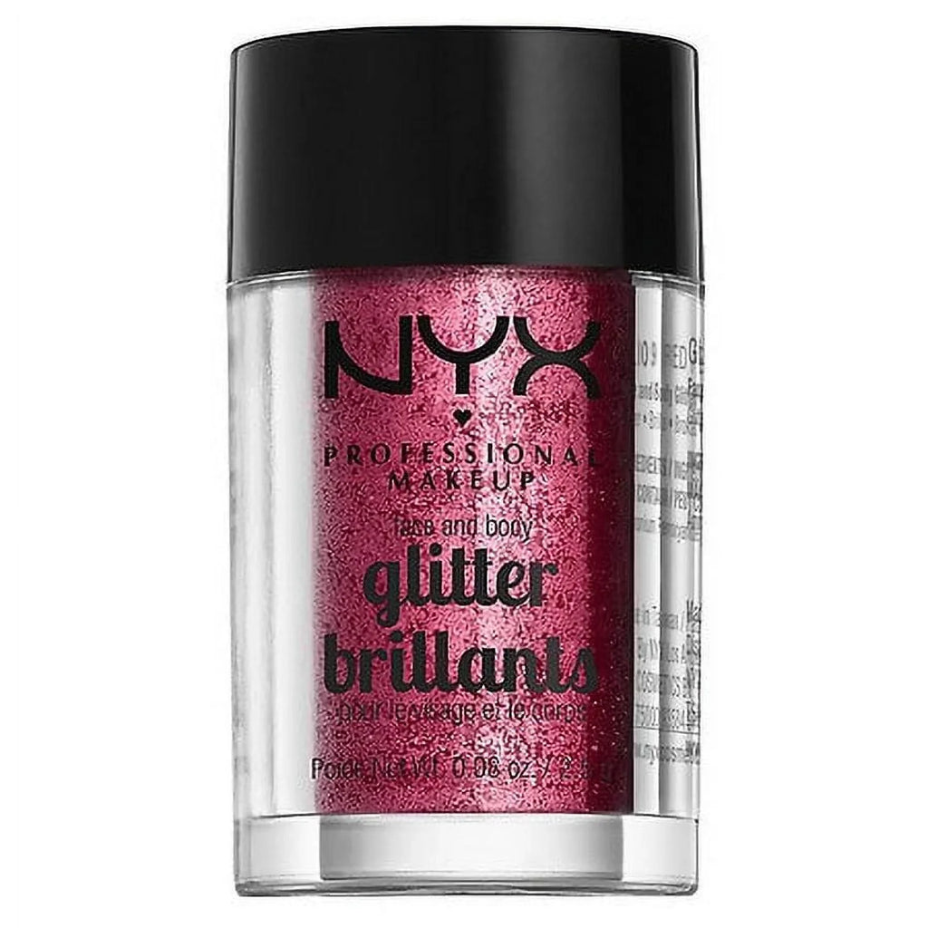 NYX Professional Makeup Face & Body Glitter, Red 0.08 oz Pack of 2