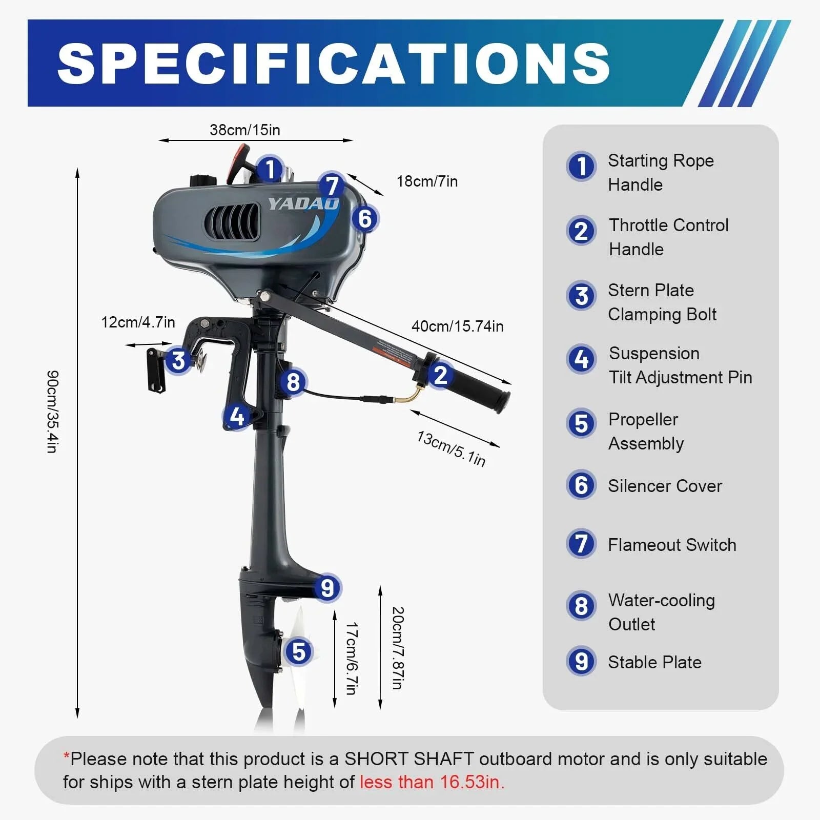 Heavy Duty 3.5HP 2 Stroke Outboard Engine Motor Vessel Engine Water Cooling System