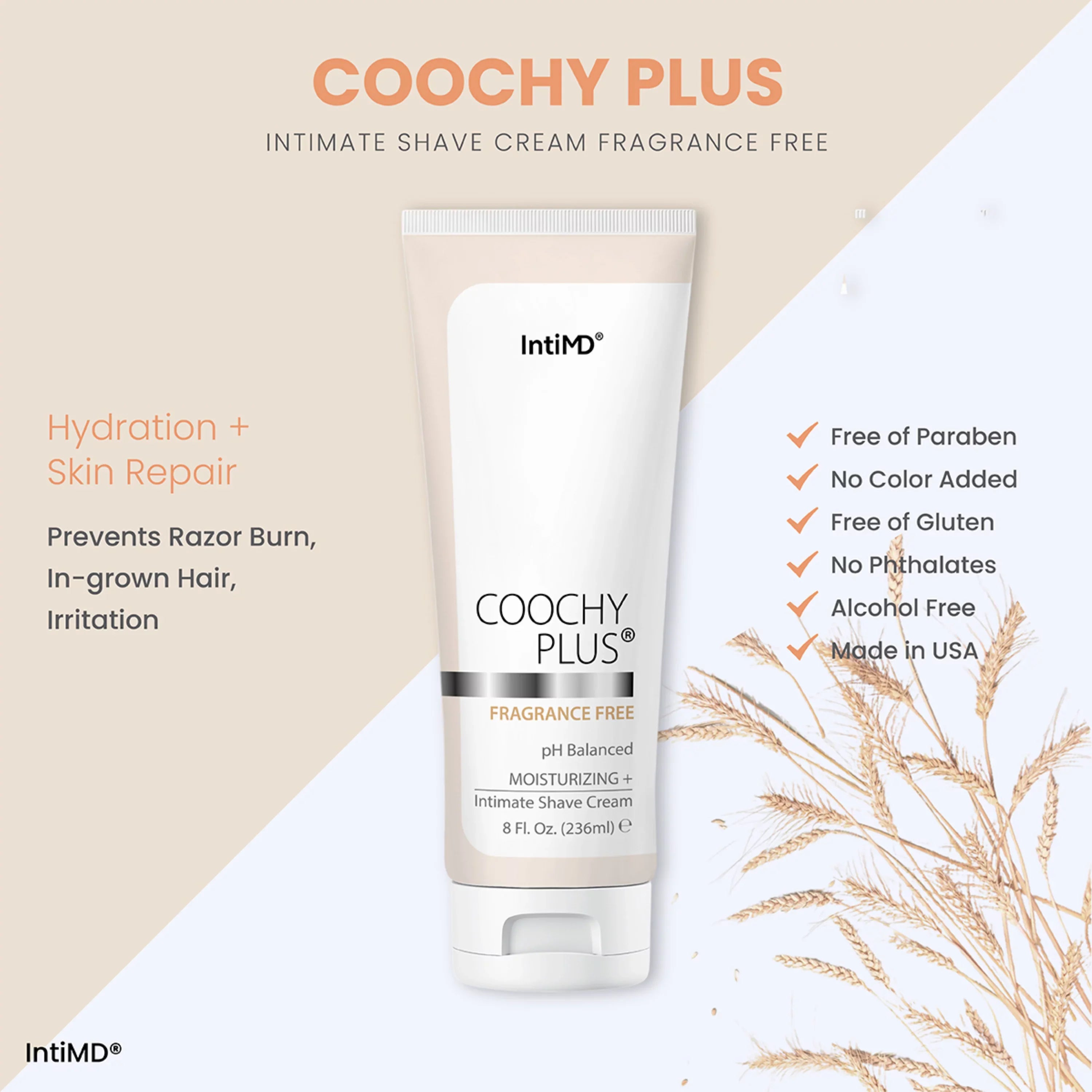 Coochy Plus HydroLock MOISTURIZING+ 3-Steps Kit Intimate Shave Gift Set: NOURIA Pre-Shave Elixir Oil + Coochy Plus Shave Cream Fragrance Free + Coochy Plus After Shave Protection Mist