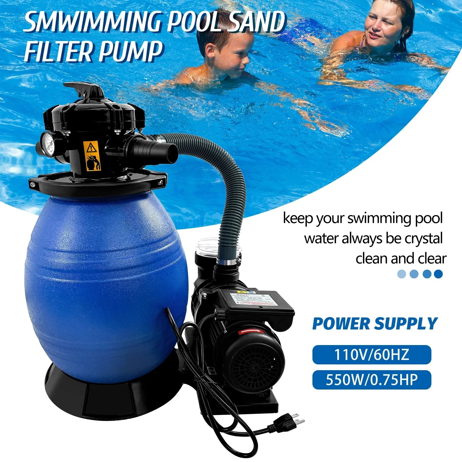 PRIJESSE 13" Pool Sand Filter 3/4HP Sand Filter Swimming Pool Pump for Above Ground Pool