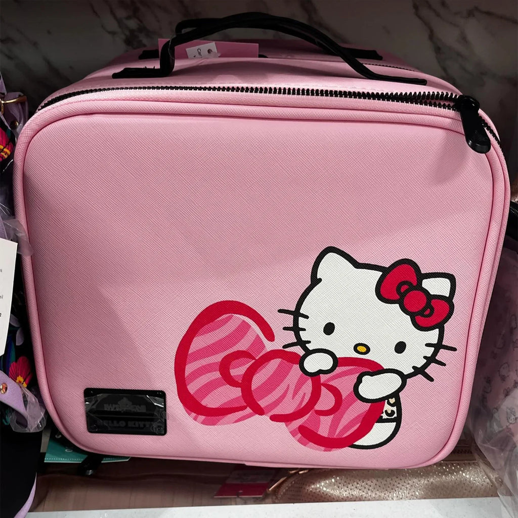 Impressions Vanity Hello Kitty Cosmetic Bag with Faux Leather, Travel Toiletry Bag (Pink Animal)