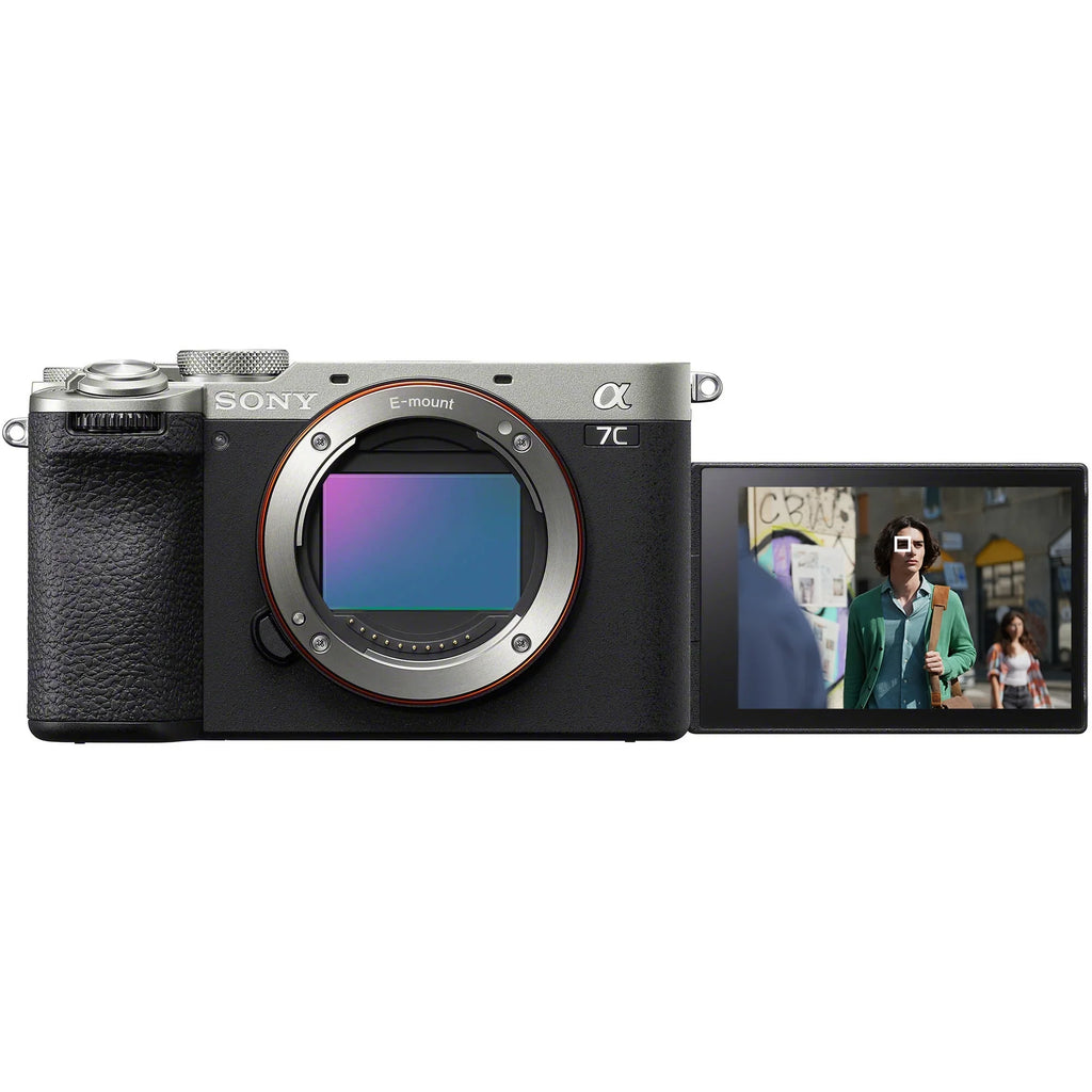Sony a7C II Full Frame Mirrorless Interchangeable Lens Camera Body Silver ILCE-7CM2/S Bundle with Deco Gear Photography Bag Case + Extra Battery + Dual Charger + Tripod + Software Kit & Accessories