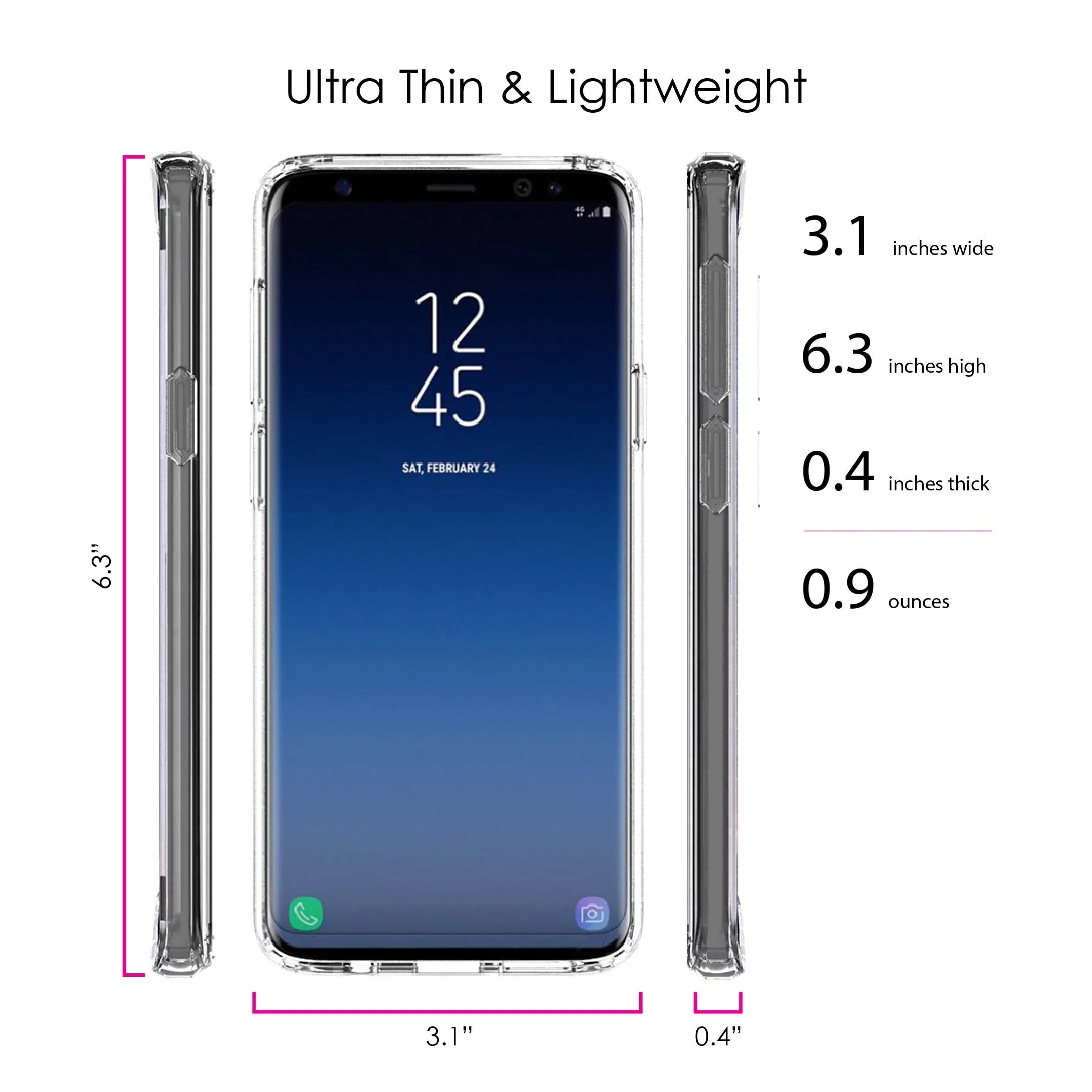DistinctInk Clear Shockproof Hybrid Case for Samsung Galaxy S9+ PLUS (6.2" Screen) - TPU Bumper, Acrylic Back, Tempered Glass Screen Protector - 2 Corinthians 5:7 - Walk By Faith When I Cannot See