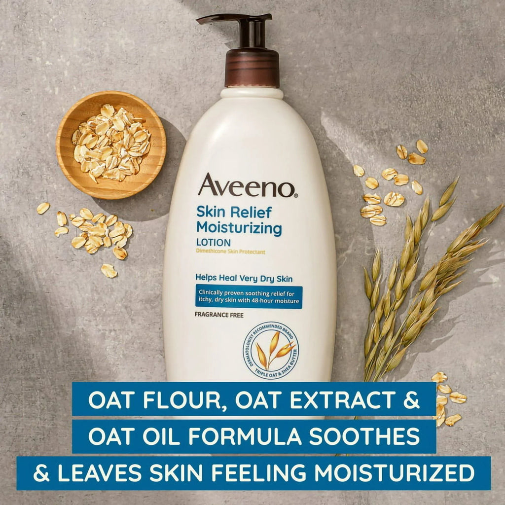 Hand and Body Moisturizer Aveeno Skin Relief 12 oz. Pump Bottle Unscented Lotion (EA/1)