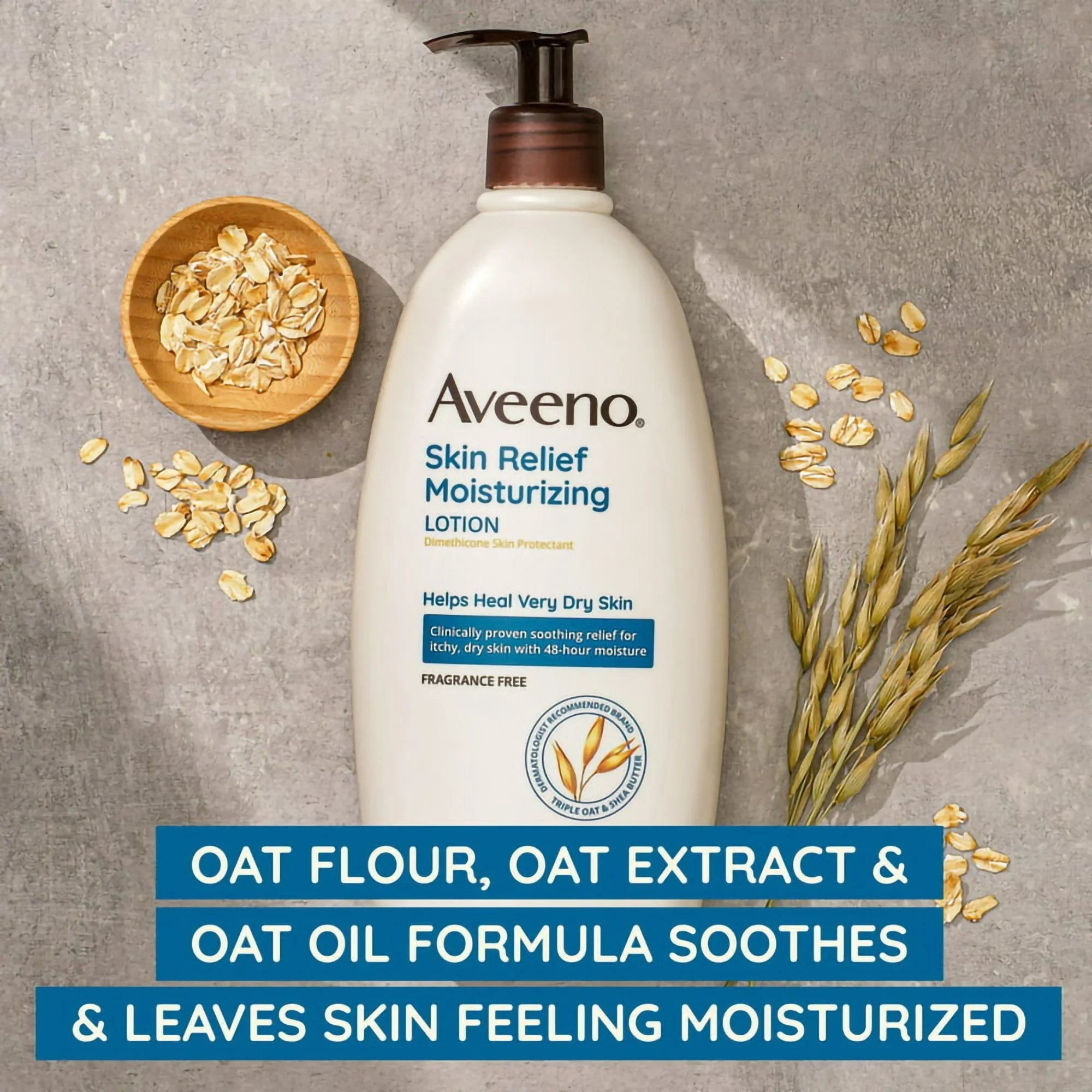 Hand and Body Moisturizer Aveeno Skin Relief 12 oz. Pump Bottle Unscented Lotion (EA/1)