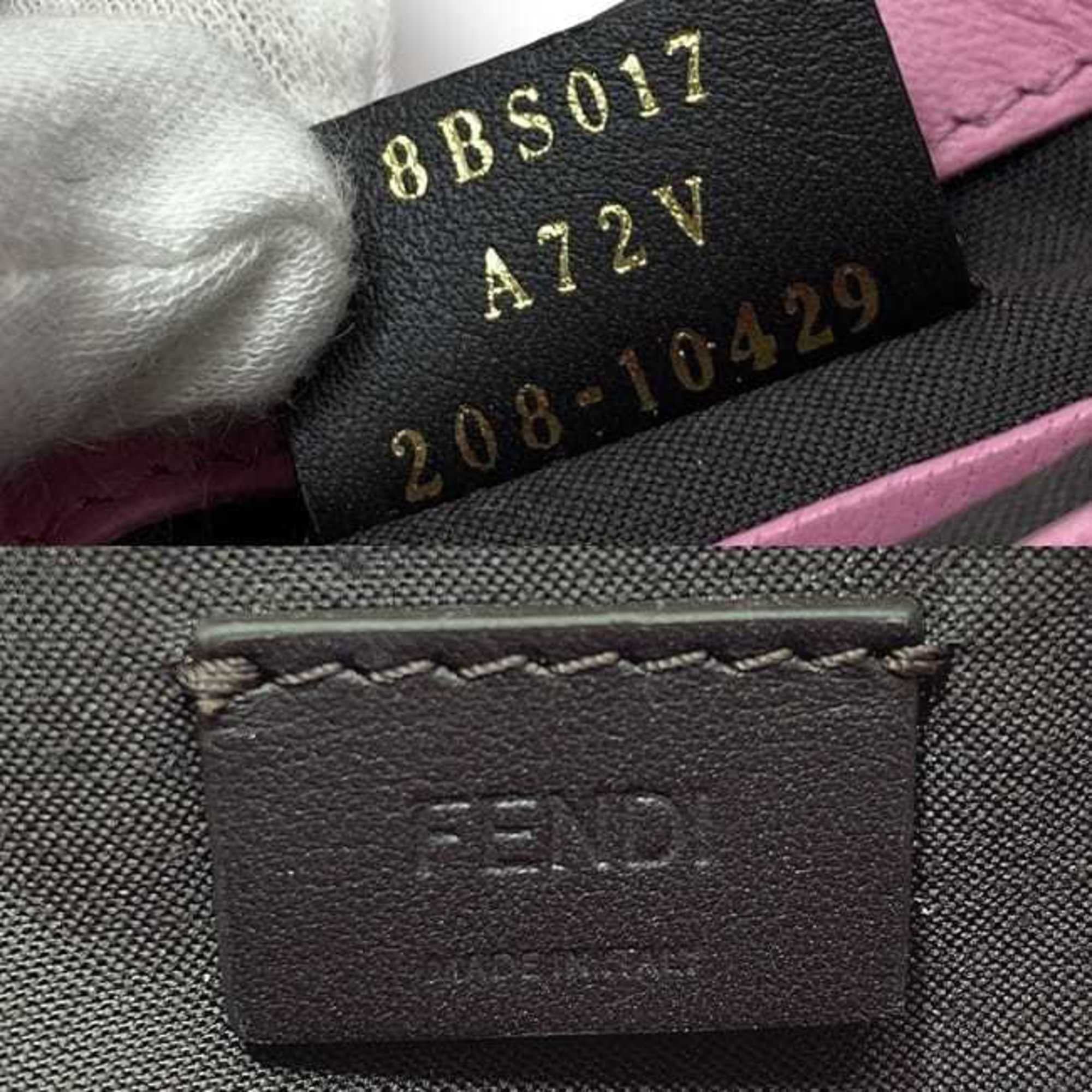 Pre-Owned Fendi Baguette Small Pink Gold 8BS017 Leather GP FENDI Shoulder Bag FF Embossed Ladies Chain (Like New)