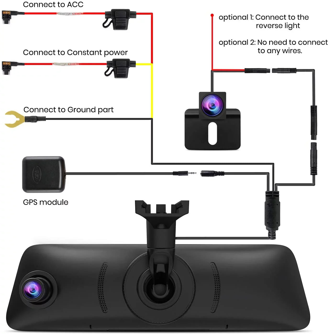 Auto-Vox 9.35inch Smart Mirror Dual Dash Cam Rear View Reverse Backup Camera Full HD Touch Screen Driving Recorder