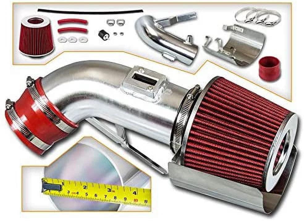 Rtunes Racing Short Ram Air Intake Kit + Filter Combo RED Suitable For 09-17 Nissan Maxima V6