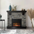Cloud Mountain 45" Electric Fireplace with Mantel Infrared Freestanding, Gray Stone
