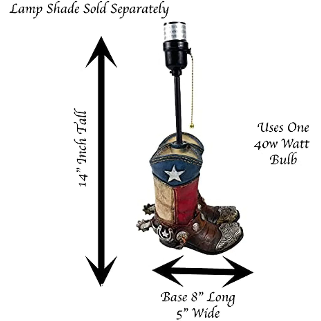 Urbalabs Western Cowboy Double Texas Boot Steel Toe Roper End Table Standing Table Lamp Nightstands Living Room End Tables Lamps for Bedrooms Office (Double Texas Boot)
