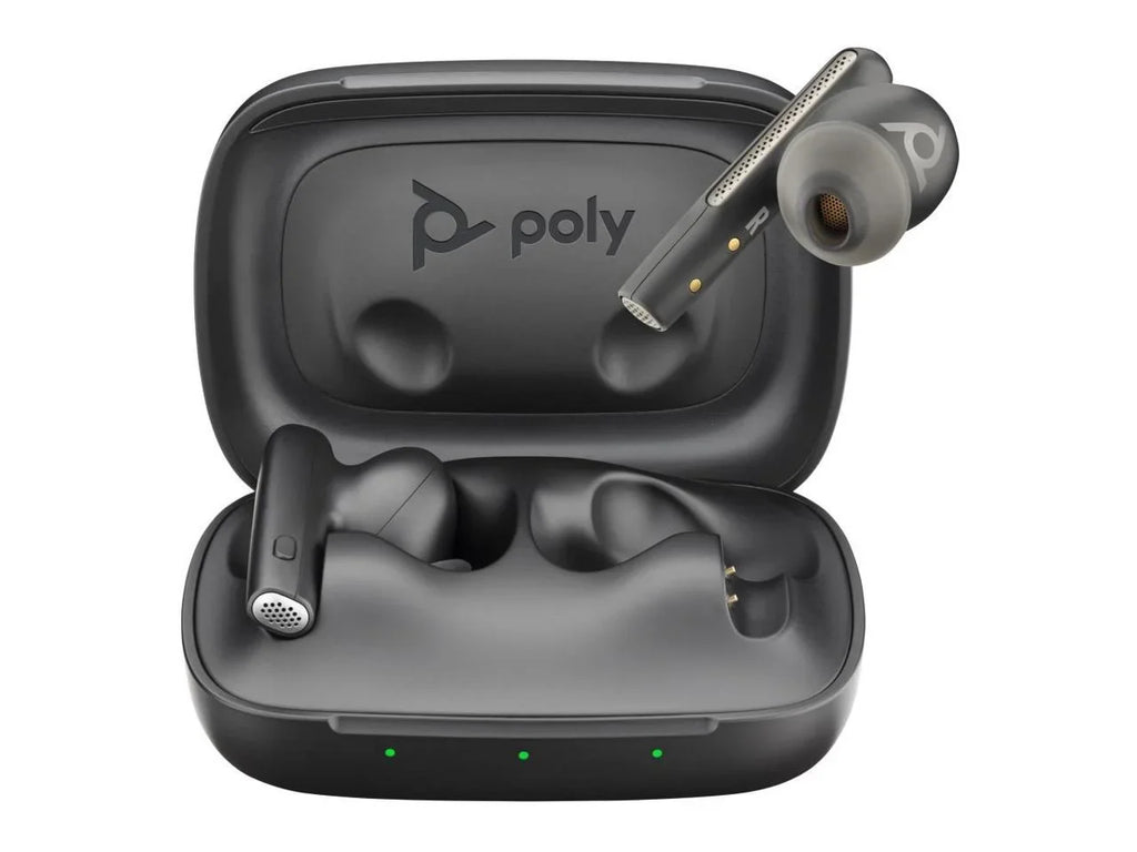 Plantronics Voyager Free 60 Teams Earset - Stereo - True Wireless - Bluetooth - 98.4 ft - Binaural - In-ear - Noise Canceling - Carbon Black 220757-01