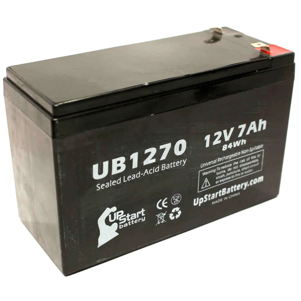 2x Pack - Suitable Upsonic PCM35 Battery - Replacement UB1270 Universal Sealed Lead Acid Battery (12V, 7Ah, 7000mAh, F1 Terminal, AGM, SLA) - Includes 4 F1 to F2 Terminal Adapters