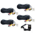 VideoSecu 4x 50ft Security Camera Audio Video Power Cable BNC RCA Connector Wire Cord for CCTV Surveillance Camera with 4CH 12V DC Power b4k