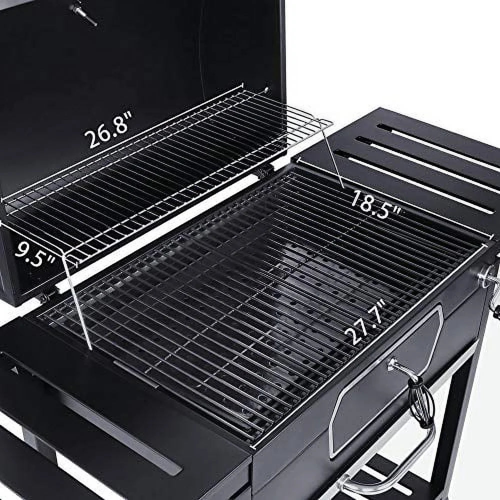 Royal Gourmet CD2030AN 30-Inch Charcoal Grill, Deluxe BBQ Smoker Picnic Camping Patio Backyard Cooking, Black, Large