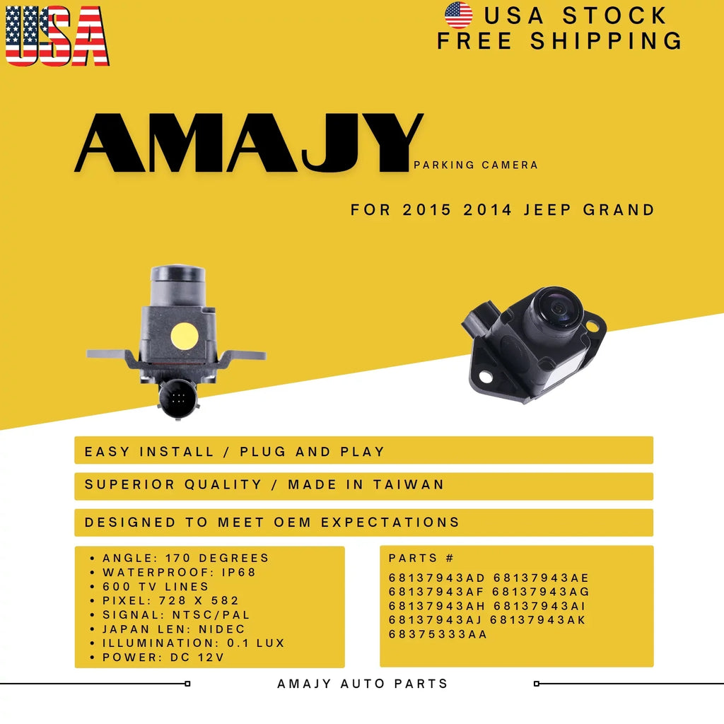 Backup Camera Replaces for 14-15 Jeep Grand 68137943AD 68137943AE 68137943AF 68137943AG 68137943AH 68137943AI 68137943AJ 68137943AK 68375333AA