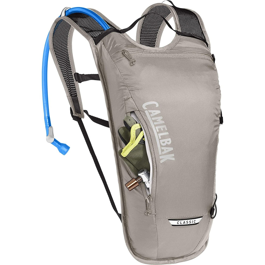CamelBak Classic Light Bike Hydration Pack 70oz Aluminum/Black for Outdoor Lifestyle and CAMELBAK Mini M.U.L.E.( 50 oz Blue/White Stripe) - Bundle Kit