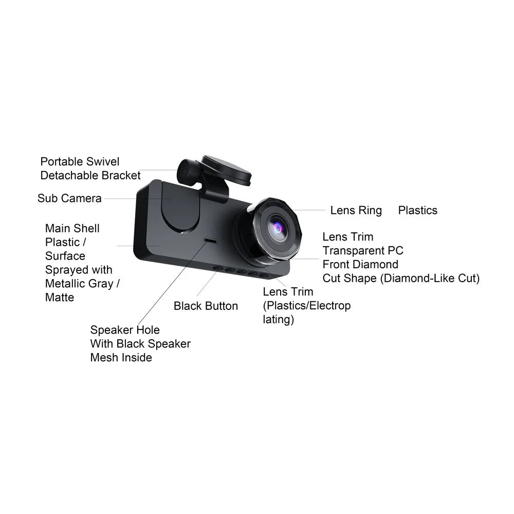 Dazzduo Support Dashcam Motion 1080 P DVR Driving Camera Dash Recording DOYING Screen 1080 2 Camera-B Loop & 1080 2 XIXIAN Detection One-Key 2 Inch Night-Vision , Rear Front Recorder Lock HUIOP Inside