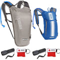 CamelBak Classic Light Bike Hydration Pack 70oz Aluminum/Black for Outdoor Lifestyle and CAMELBAK Mini M.U.L.E.( 50 oz Blue/White Stripe) - Bundle Kit