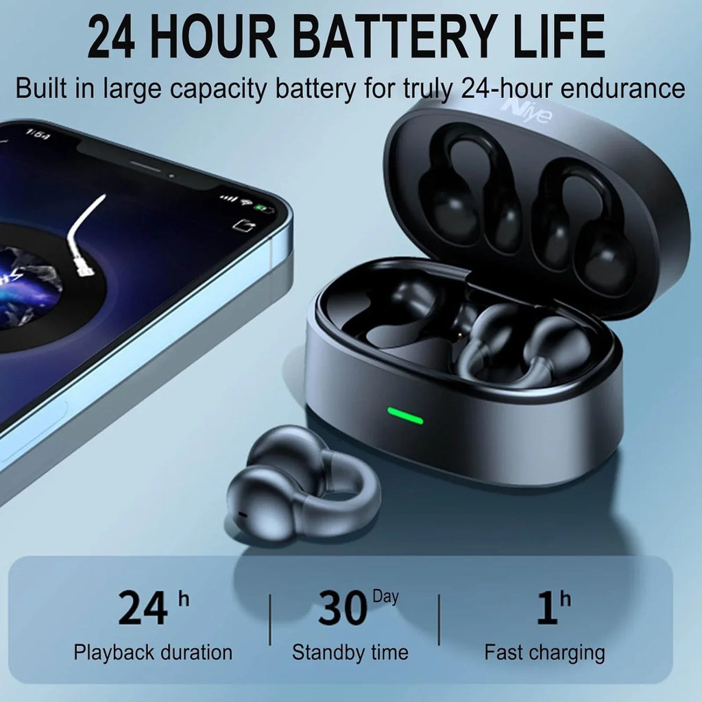 ZiSUGP Wireless Clip On Bone Conduction Headphones Mini Sports Headphones Running Earring Headphones Open Earbud Headphones Wireless Headphones Sports Running Ear Ope