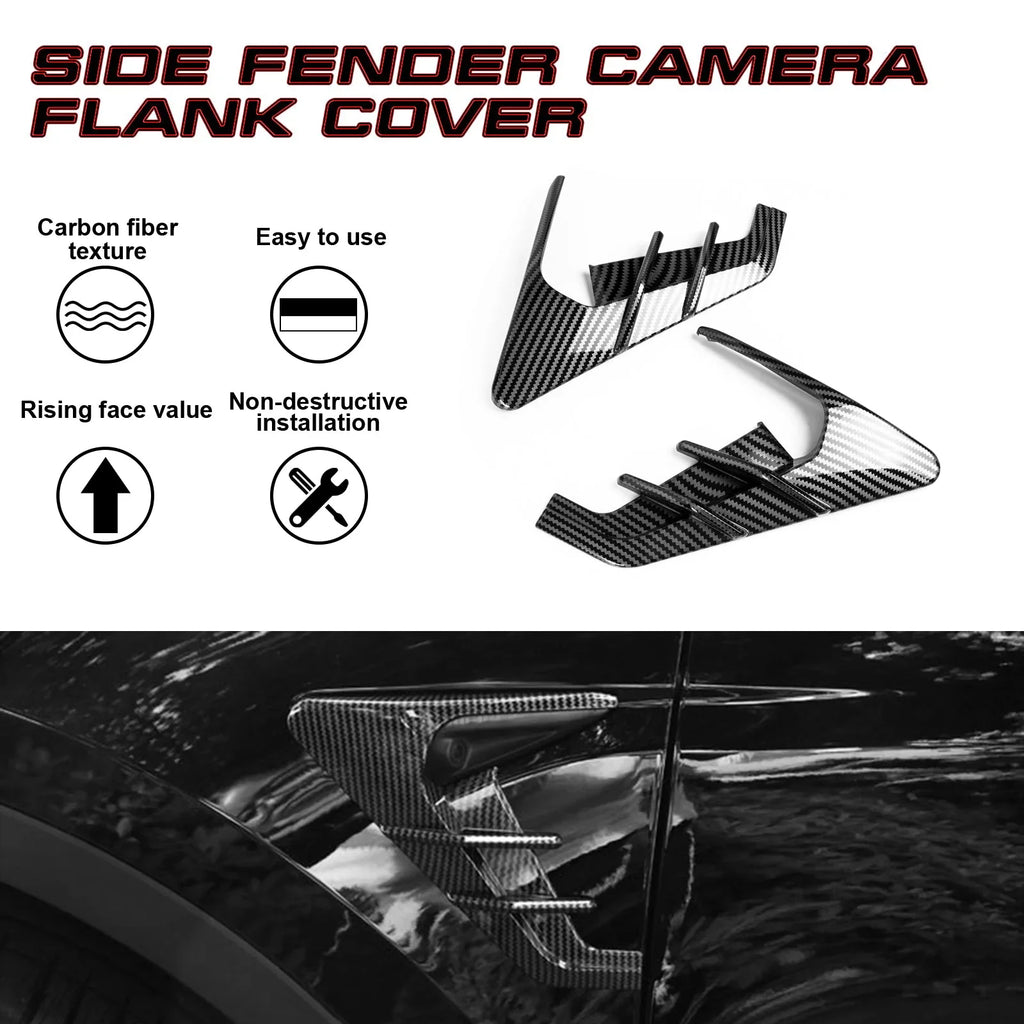 Xotic Tech Side Marker View Camera Indicator Turn Signal Coating Trim, Carbon Fiber Pattern, Fitting with Tesla Model 3 Model Y 2021+