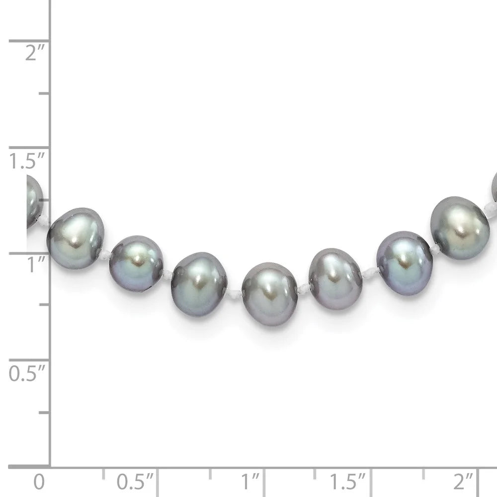 Auriga 925 Sterling Silver Rhodium 6-7mm Grey Fwc Pearl Bracelet 7.25inch for Women