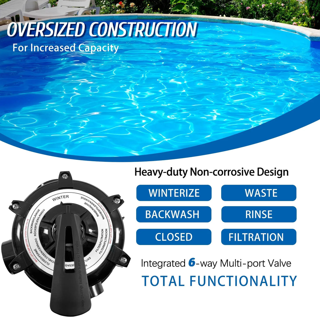 PRIJESSE 13" Pool Sand Filter 3/4HP Sand Filter Swimming Pool Pump for Above Ground Pool