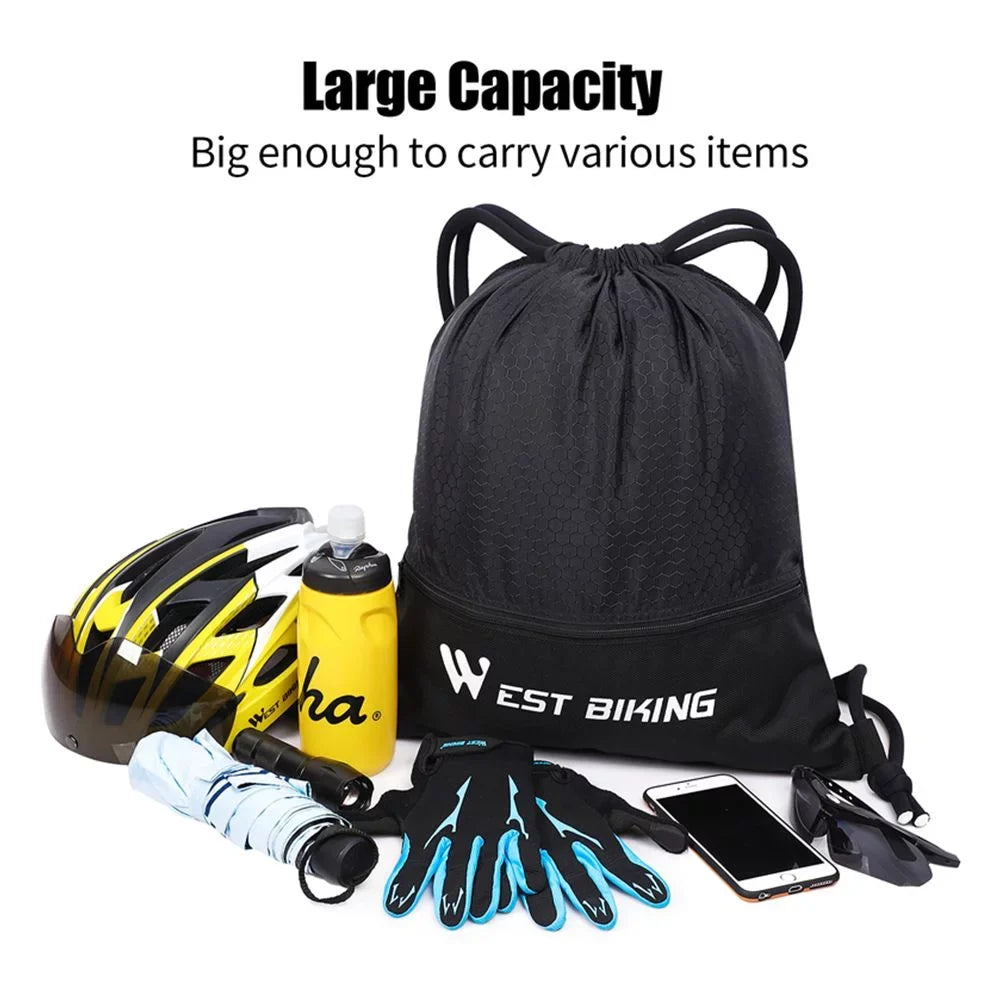 WEST BIKING Drawstring Bag Outdoor Sports Sackpack Backpack, Black