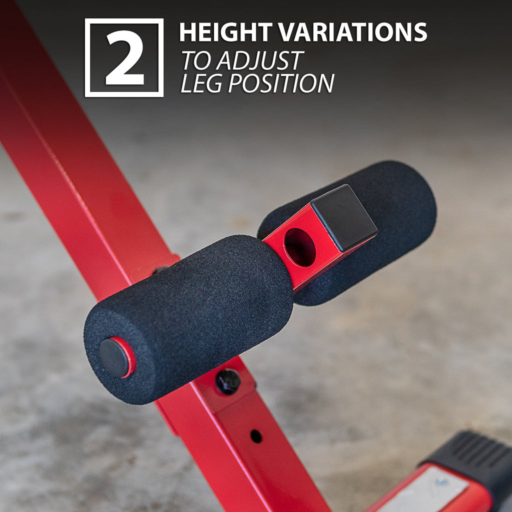 Synergee Roman Chair. Red Coated Steel Hyperextension Machine. GHD Ab Bench for Lower Back Workout, Hyper Exercises.