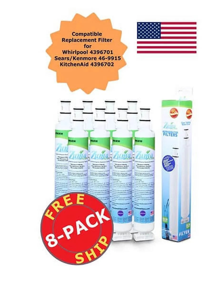 ZUMA Brand , Water and Ice Filter , Model # OPFW3-RF300 , Matching with Whirlpool® WF-L200 - 8 Pack - Made in U.S.A.