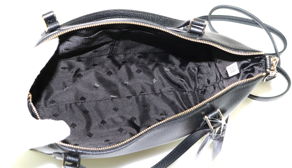 Kate Spade Monica Medium Black Pebbled Leather Satchel Bag Crossbody Handbag
