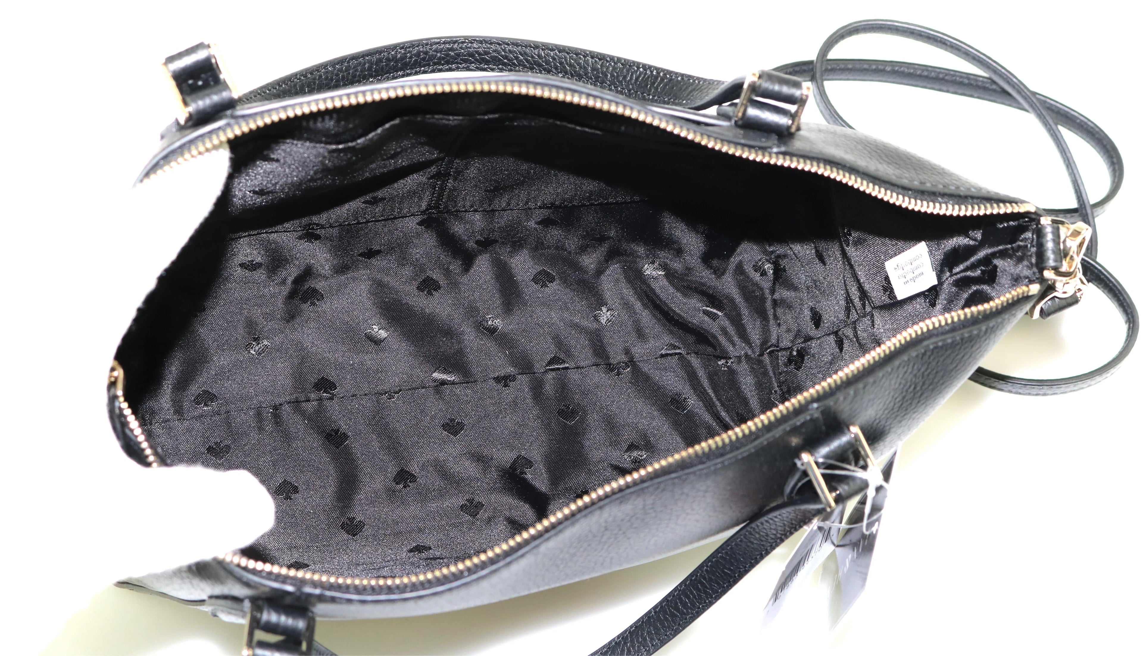 Kate Spade Monica Medium Black Pebbled Leather Satchel Bag Crossbody Handbag