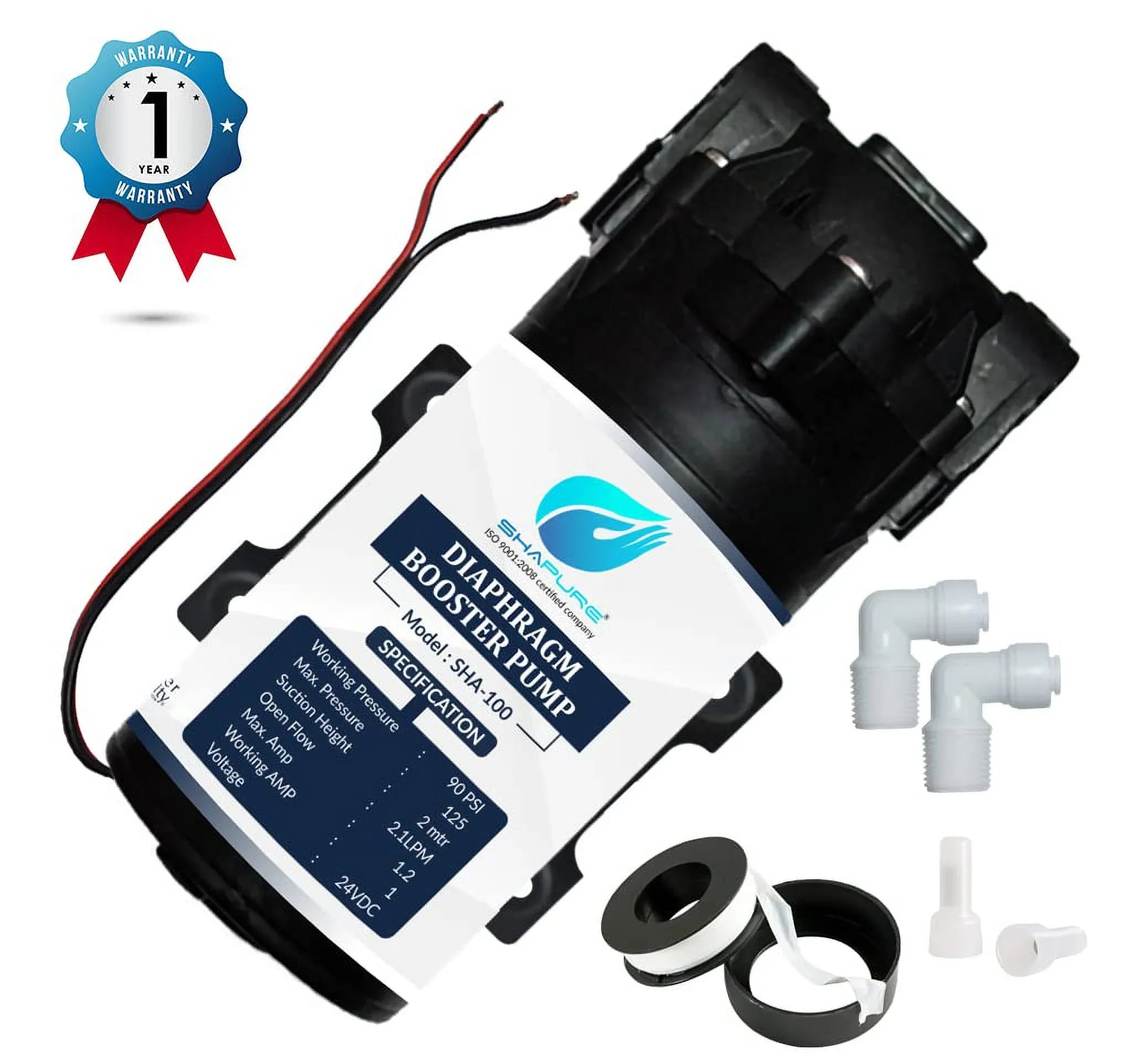 Shapure Ro Booster Pump With Copper Winding 100 Gpd Ro Motor With Elbow For All Ro Water Purifiers Matching With Kent/Aquagrand/Livpure/Dolphine/Aquagaurd/ - 1 Pcs (1 Y