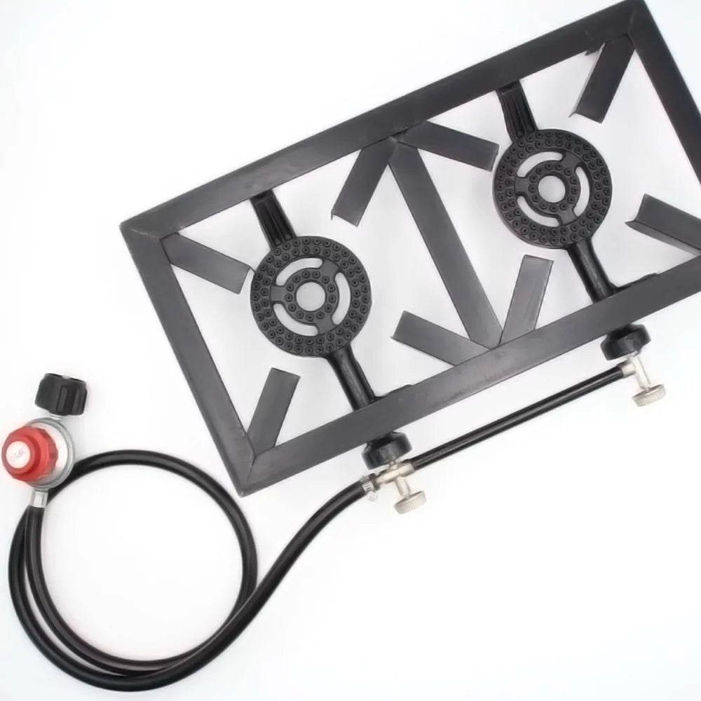 Anself Propane Gas Double Cast Iron Stove for Patio Camping BBQ Cooking (Standard), Resilient and Reliable Furnace for Cooking Needs
