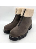 LA CANADIENNE Womens Gray Waterproof Cushioned Abba Round Toe Block Heel Zip-Up Leather Booties 6.5 M