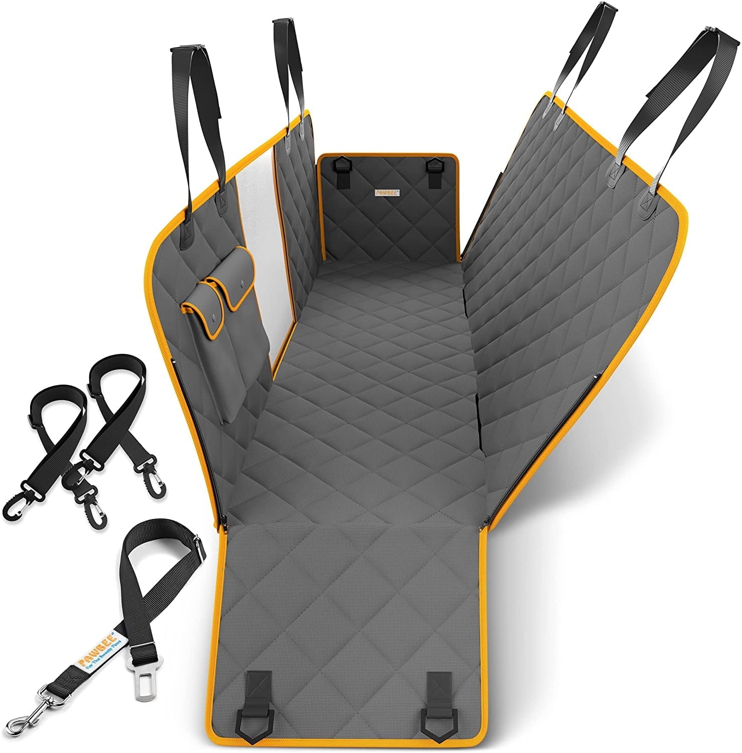 PAWBEE Dog Car Seat Protection – Nonslip & Scratchproof Dog Seat Wrap for Cars – Waterproof Car Seat Protection for Dogs with Bonus Car Seat Belt – SUV, Trucks & Car Hammock for Dogs with Front Mesh Window