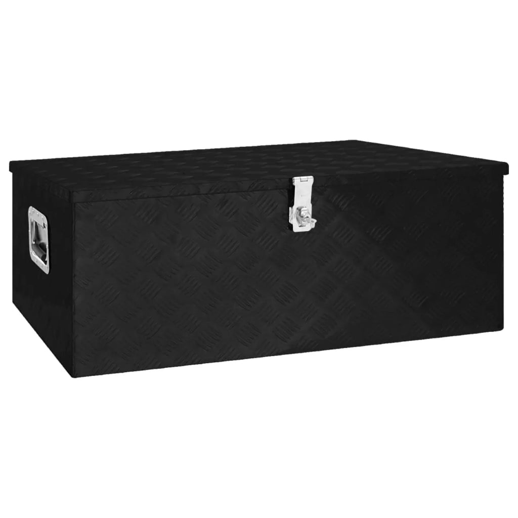 Anself Aluminum Tool Box Truck Toolbox Lockable Underbody Organizer Storage Case Trailer Box Black for Vehicle, Garage, Camping Trip 39.4 x 21.7 x 14.6 Inches (L x W x H)