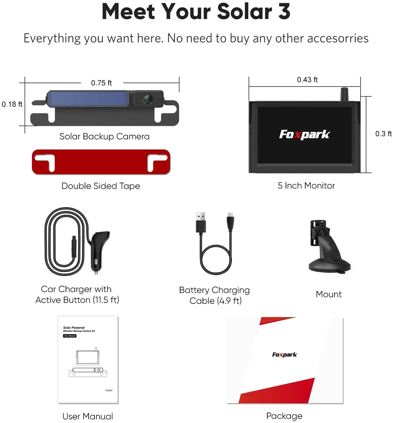 Solar Wireless Backup Camera System for Campervans, RV Digital Rear View Back Up Cameras 2 Channel Solar Charging Reverse Camera for Van Truck