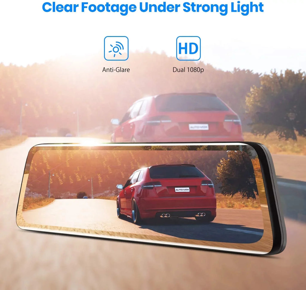 Auto-Vox 9.35inch Smart Mirror Dual Dash Cam Rear View Reverse Backup Camera Full HD Touch Screen Driving Recorder