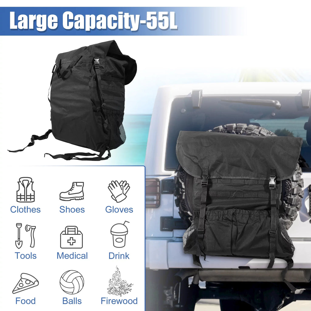 Unique Bargains Spare Tire Trash Bag Outdoors Storage Bag for Wrangler JK JKU JL JLU 2/4 Doors 07-20 Camping Organizer