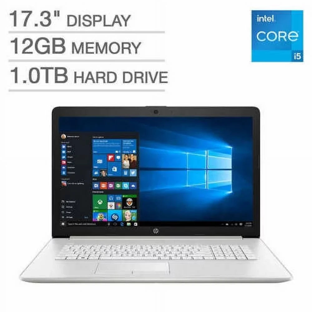 HP 17.3" Non-Touch Screen Laptop - 11th Gen Core i5-1135g7, 1TB hard drive, 12GB Memory, Iris Xe Graphics, Backlit Keyboard, DVD-RW, Windows 10 Home - 17-by4063cl
