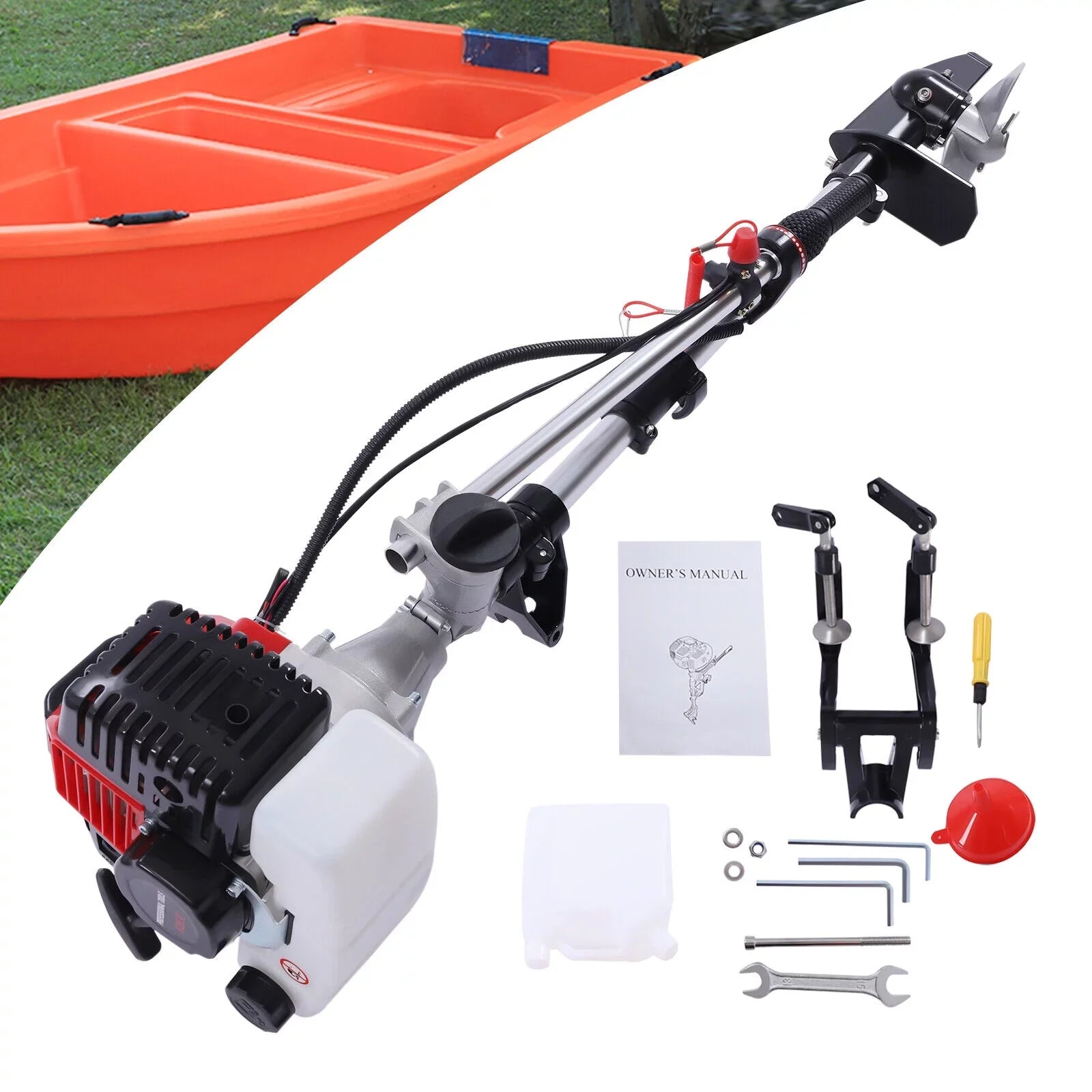52CC 2.3 HP 2 Stroke Gas-Powered Outboard Trolling Motor Craft Engine Long Shaft