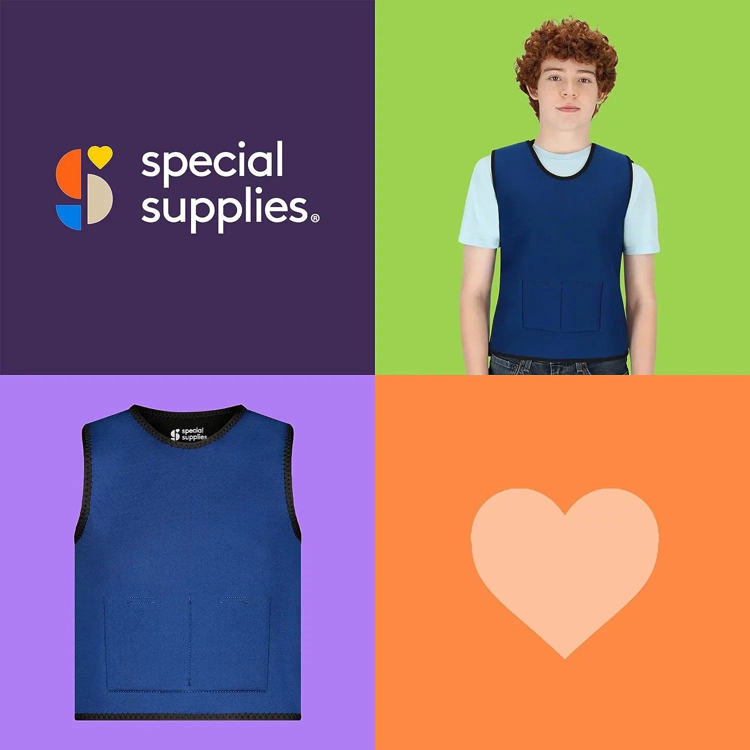 Special Supplies Weighted Sensory Compression Vest for Kids with Processing Disorders, ADHD, and Autism, Calming and Supportive with Adjustable Weight Fit (Large 24x42 inches)