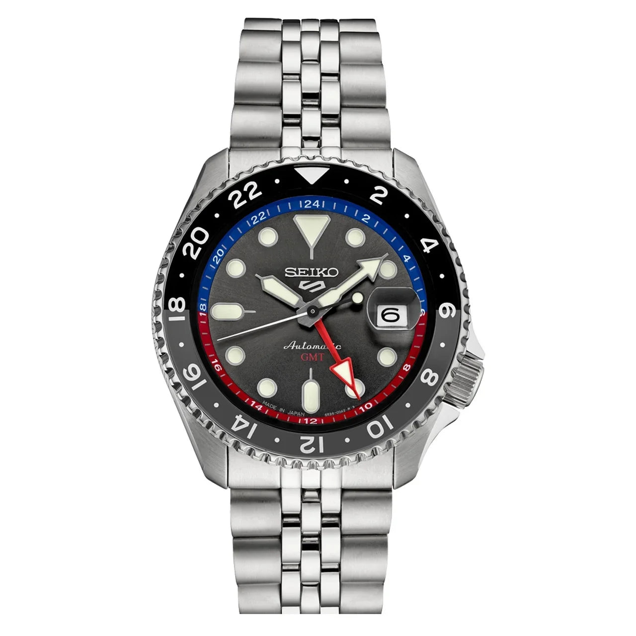 Seiko 5 Sports Automatic GMT Watch with Grey Dial #SSK019
