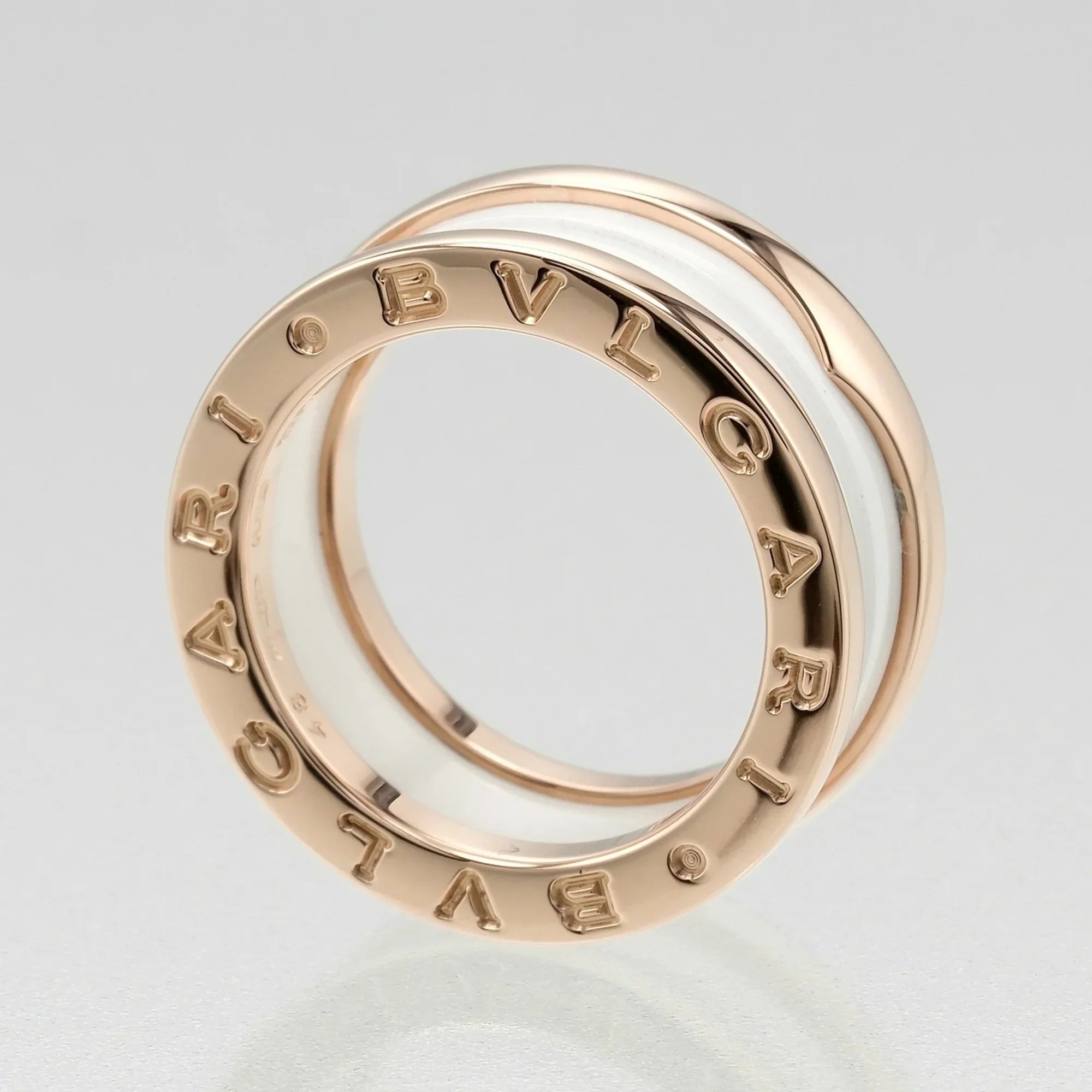 Pre-Owned Bvlgari BVLGARI B Zero One Ring K18 PG Pink Gold Ceramic Approx. 7.22g I112223130 (Good)