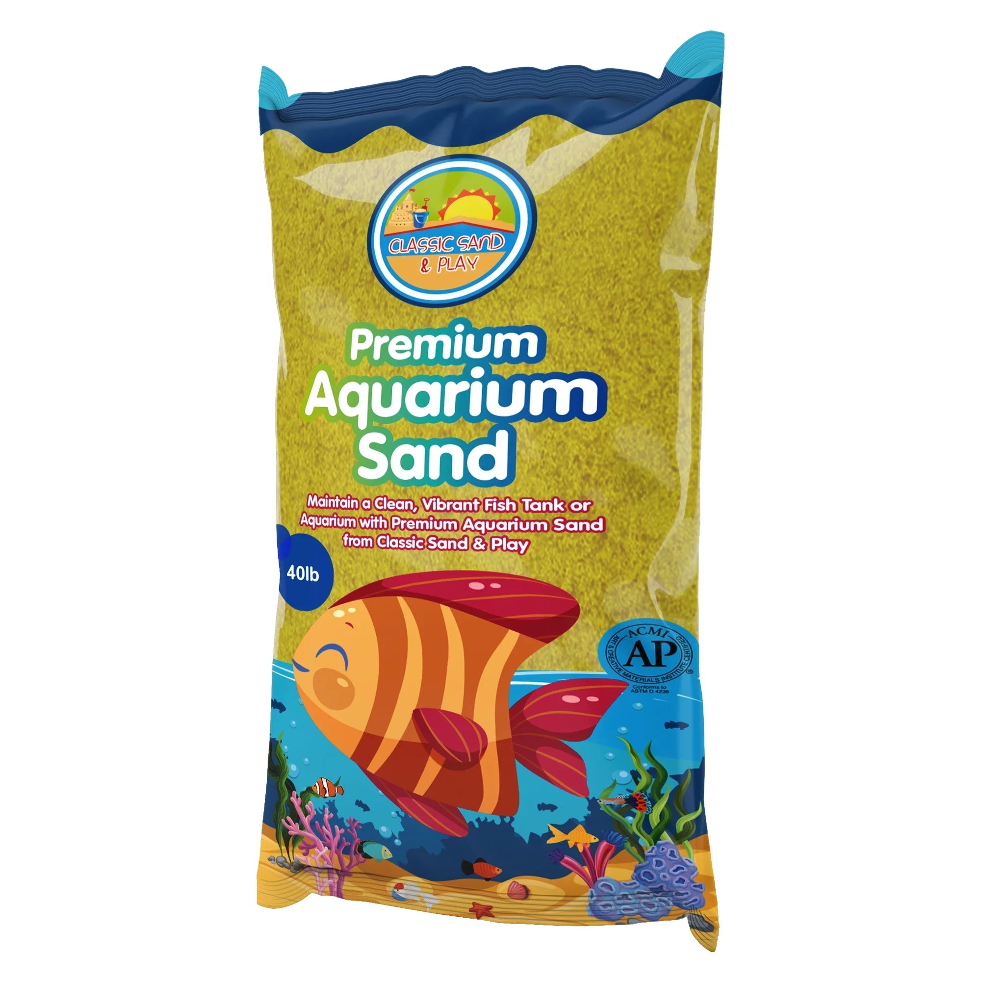 CLASSIC SAND & PLAY Natural Aquarium Sand for Freshwater and Saltwater Tanks, 40 lb. Yellow